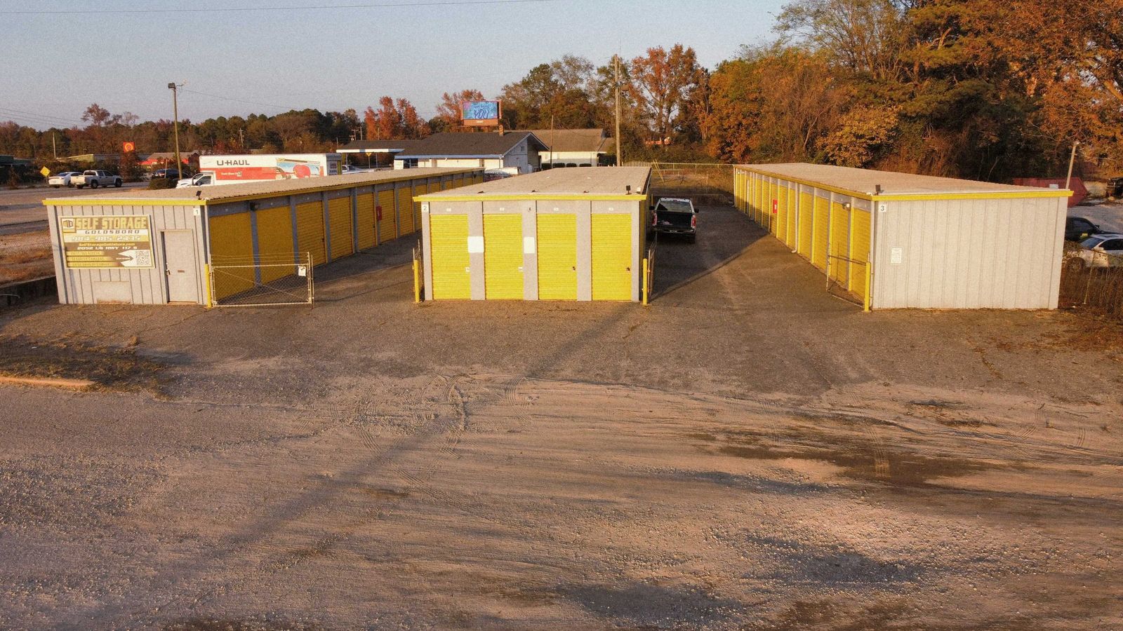 Aerial view of Self Storage Goldsboro near Seymour Johnson AFB in Goldsboro, NC
